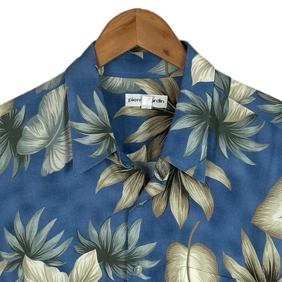 BF1493 Men’s Pierre Cardin Vintage Hawaiian Rayon Beach Button Down Shirt L - Picture 3 of 5
